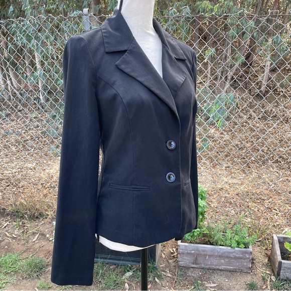 ◾️BCX◾️Black 2 Button Lined Structured Blazer Sz. L - Picture 2 of 6